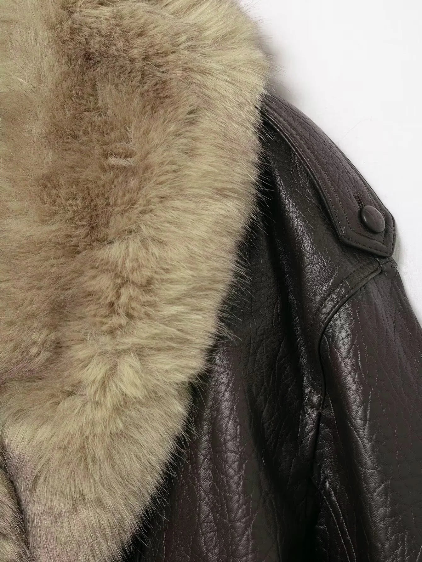 TFMLN Winter Women Loose Faux Leather Jacket