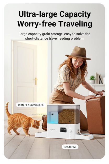 Automatic Pet Feeder Water Fountain 2 in 1 Drinking Feeding