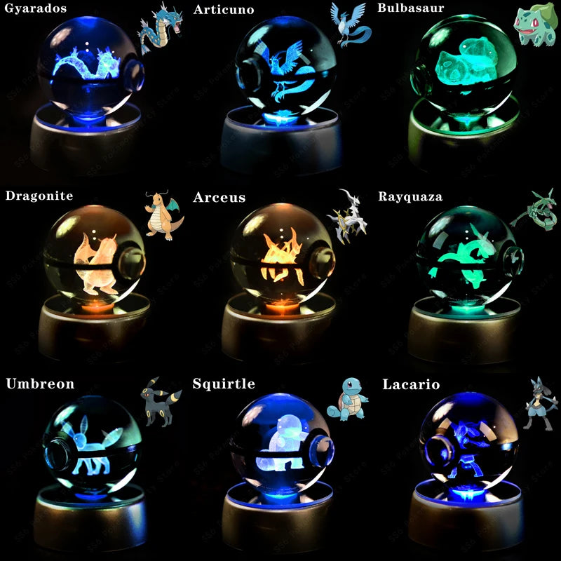 Pokemon Crystal Ball 3D Mewtwo Pikachu Gift
