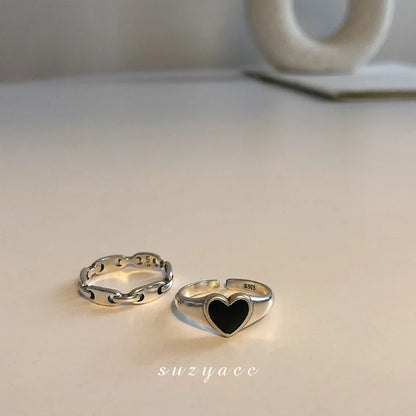 VENTFILLE 925 Sterling Silver Finger Rings Hollow Chain