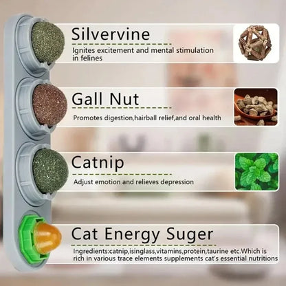 4 in 1 Rotating Catnip Silver Vine Ball Teeth Cleaning Acne Prevention