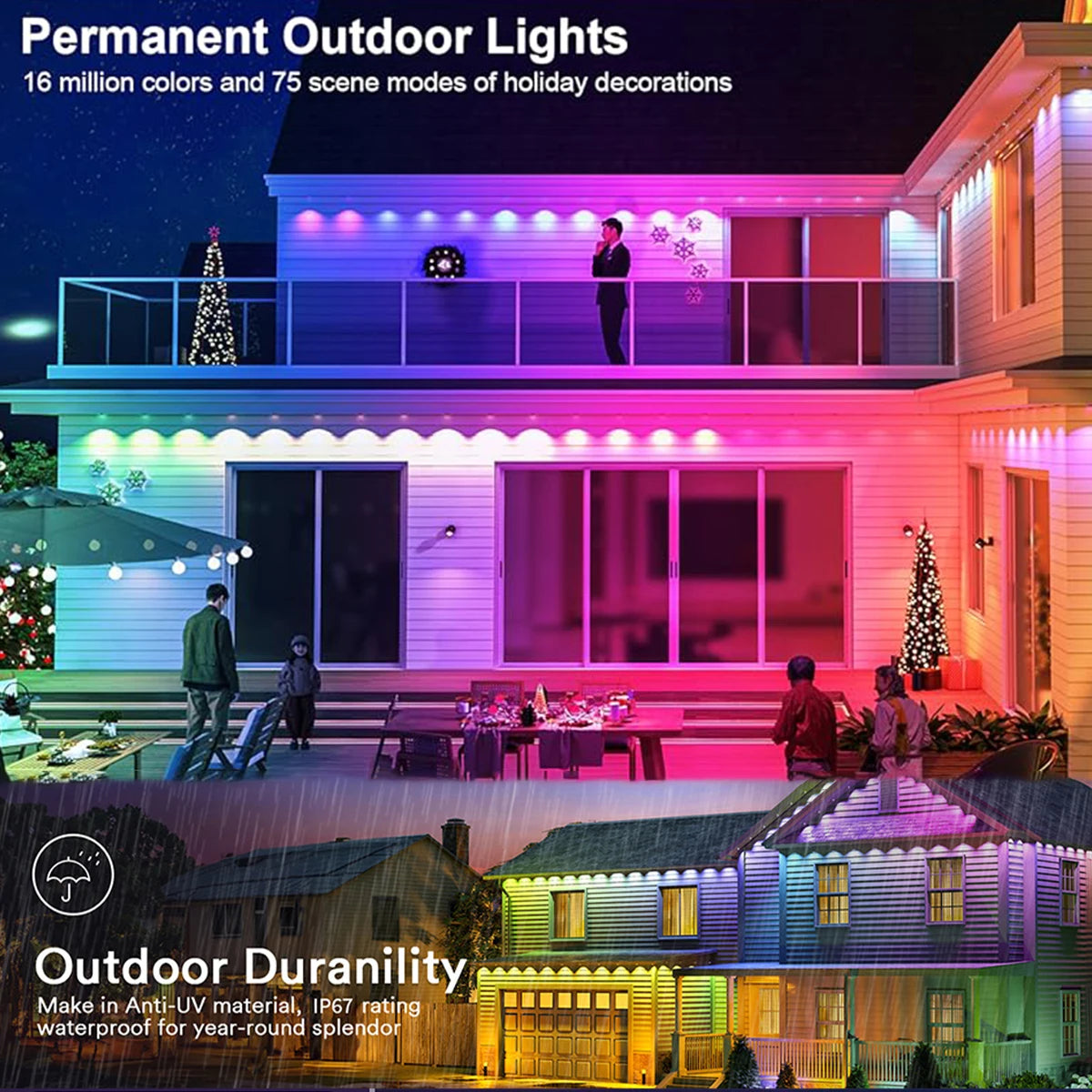 LED Permanent Outdoor Lights IP65 Waterproof RGBIC Eave Lights