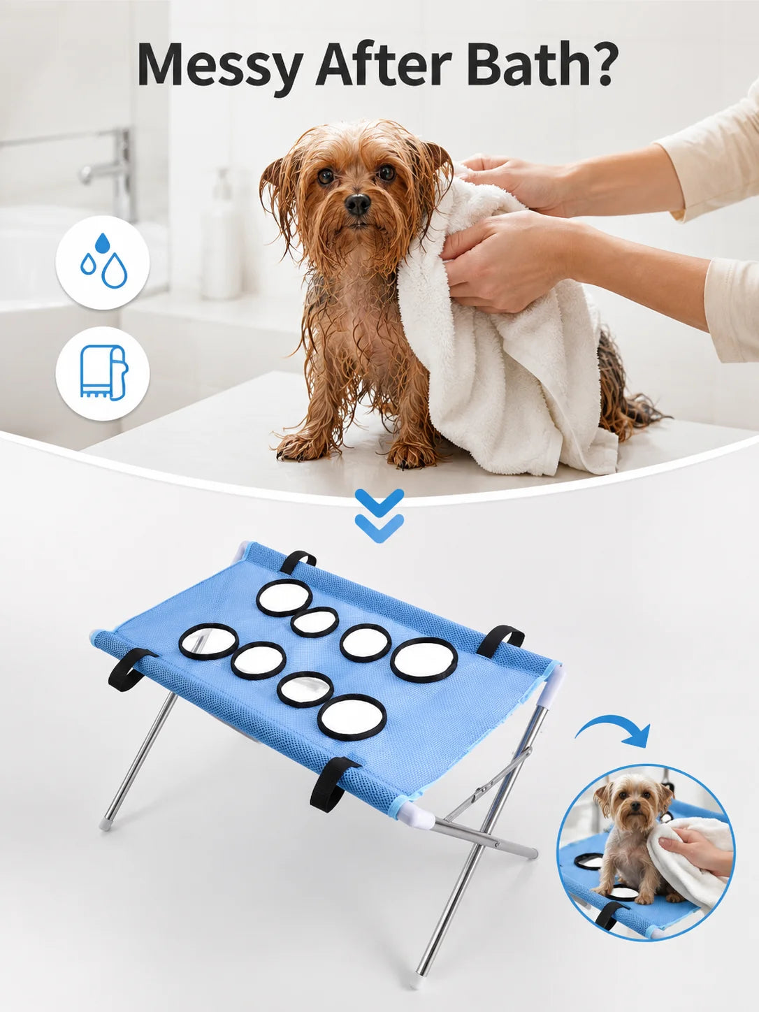 Pet Bathing Hammock Stand Foldable Dog Cat Grooming