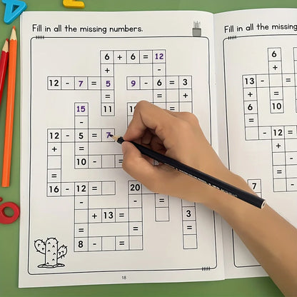 Children's math crossword puzzle book practice