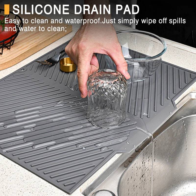 Silicone Dish Drying Mat Pots Dish Drain Mat For Kitchen