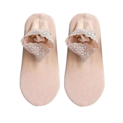 4 Pairs Casual Low Tube Lace Thermal Socks Women
