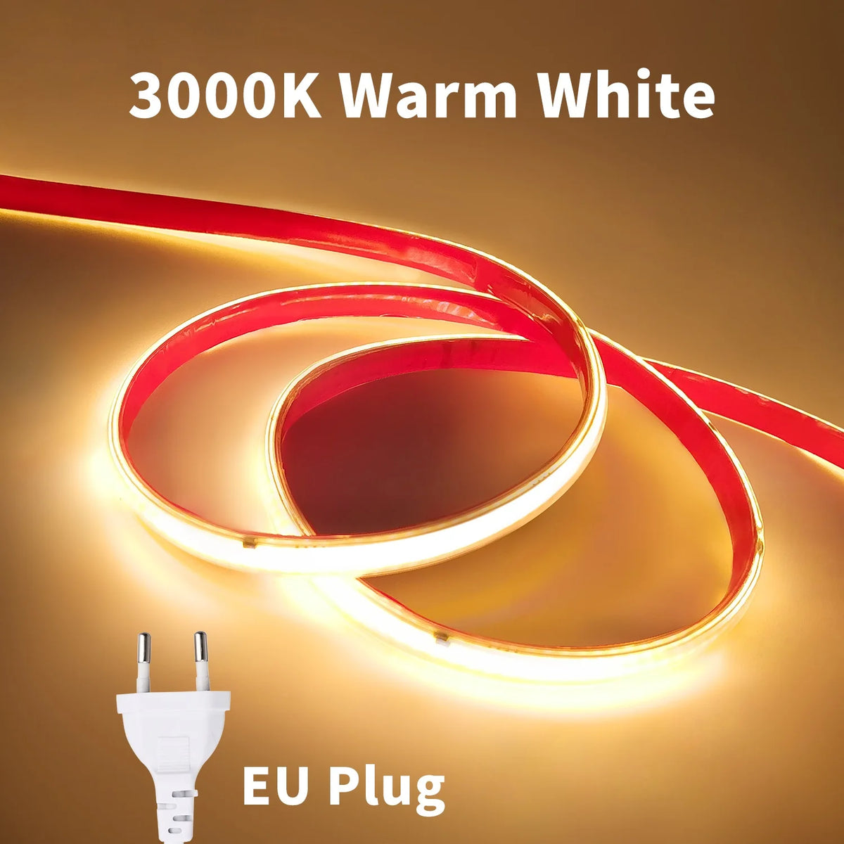 220V COB LED Strip Light 296 LEDs/m High Brightness