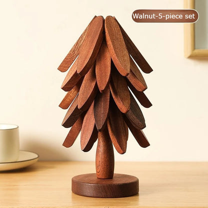 Tree Design Stand Wooden Trivets Decorative Anti Scald