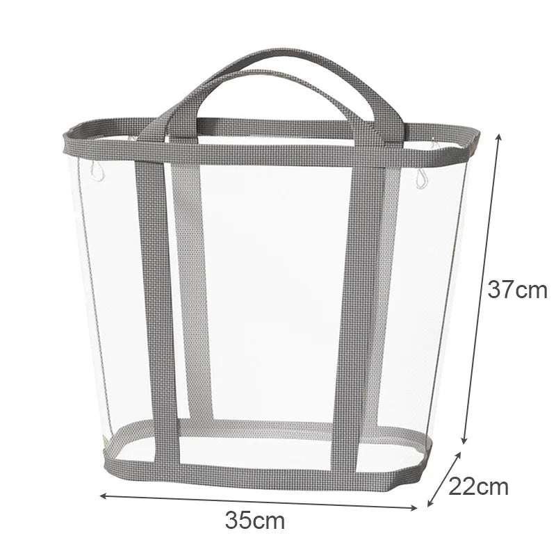 Nylon Mesh Laundry Basket Portable Dirty Clothes Organizer
