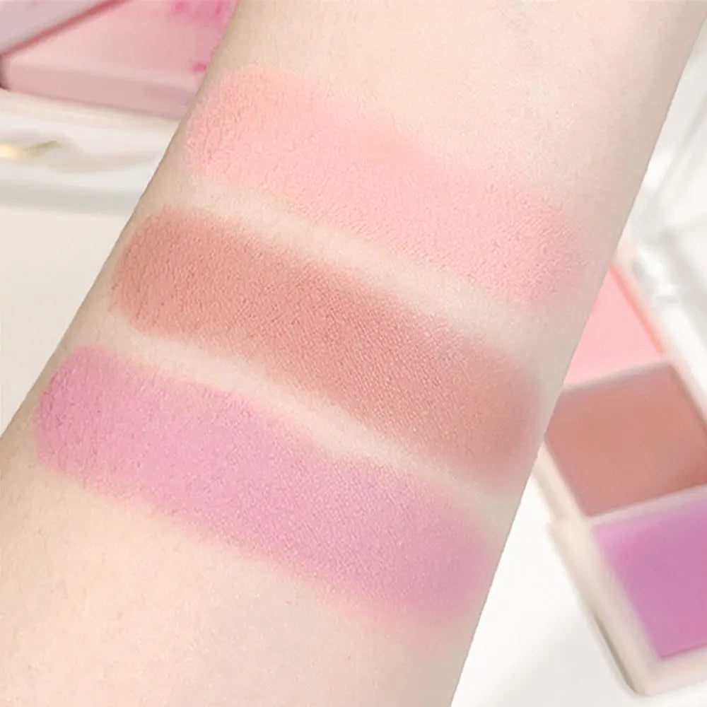 Three color blush tray rouge makeup