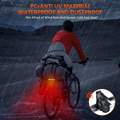 Wireless Bicycle Alarm Rear Tail Light With Turn Signal IP65