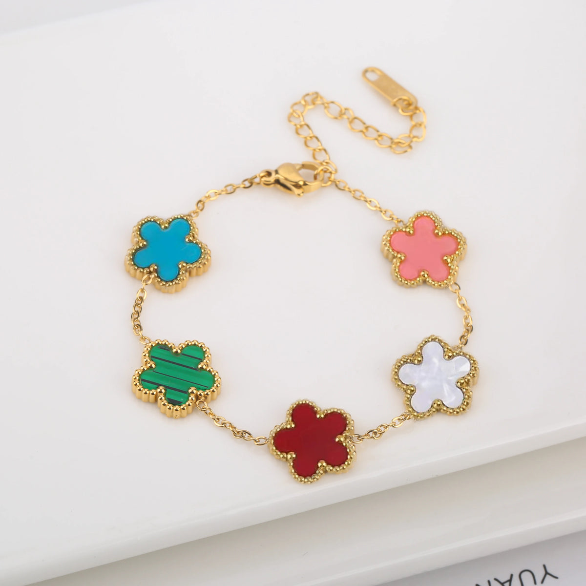 Stainless Steel Laser Five Leaf Flower Petal Adjustable Clover