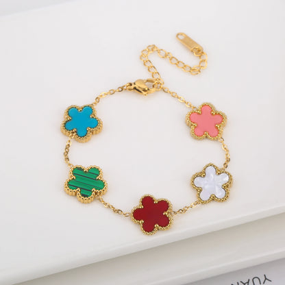 Stainless Steel Laser Five Leaf Flower Petal Adjustable Clover
