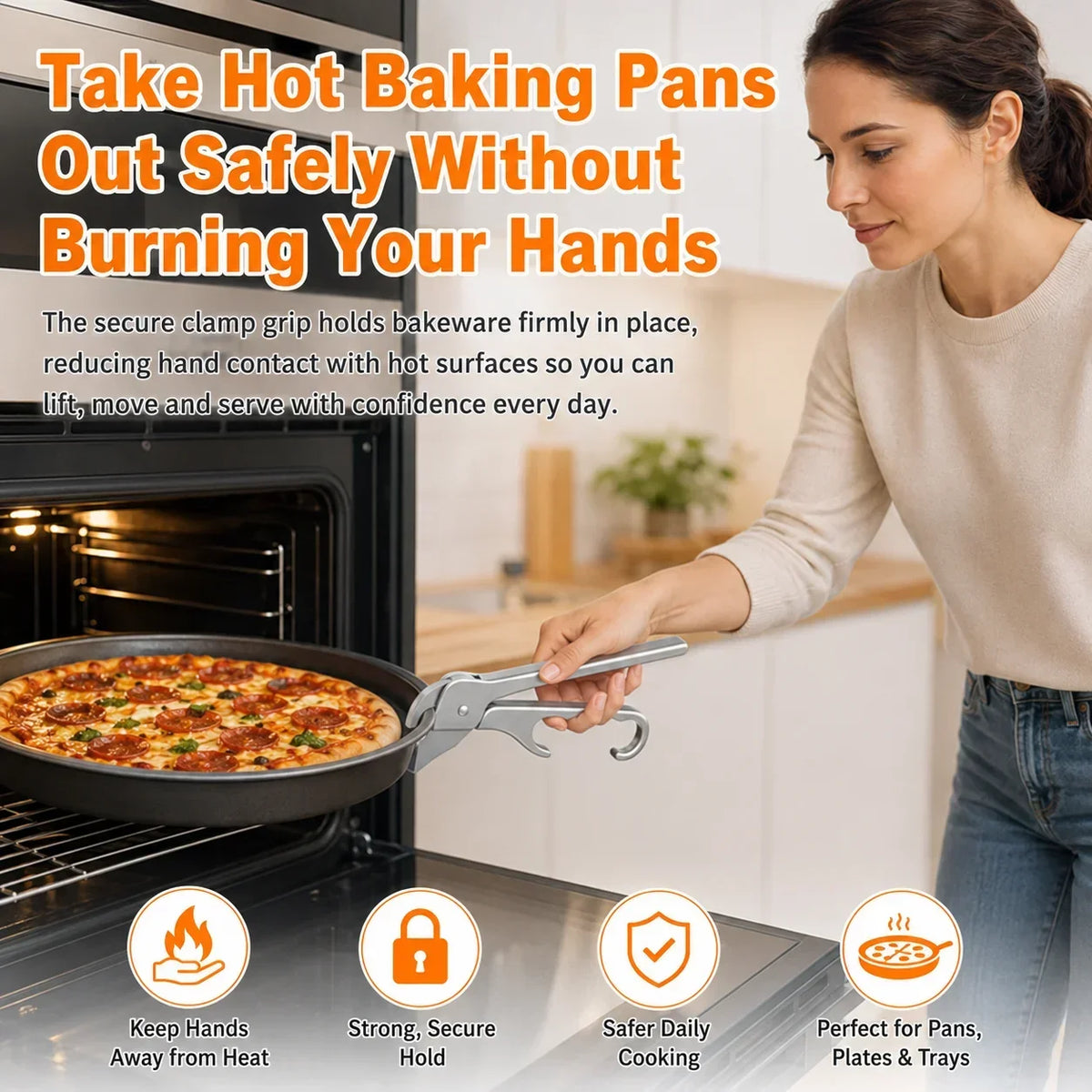 Aluminum Alloy Pizza Pan Gripper Anti Scald Hot Dish