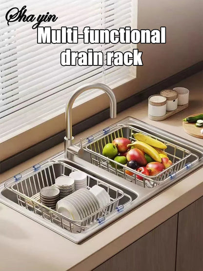 Stainless Steel Telescopic Sink Drain Rack Non-Slip Dish