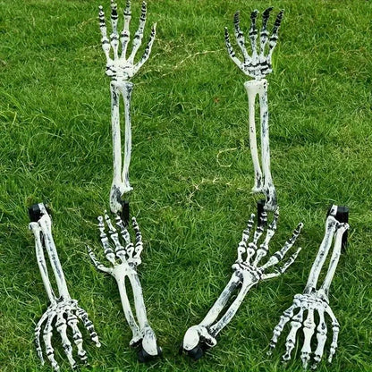 1/6pcs Skeleton Bone Garden Ground Stakes Skull Head & Hand for Halloween