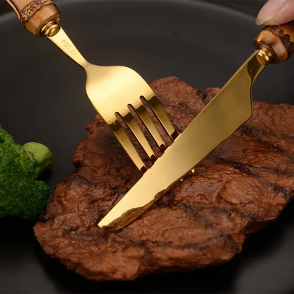 Natural Bamboo Handle Cutlery Set Tableware