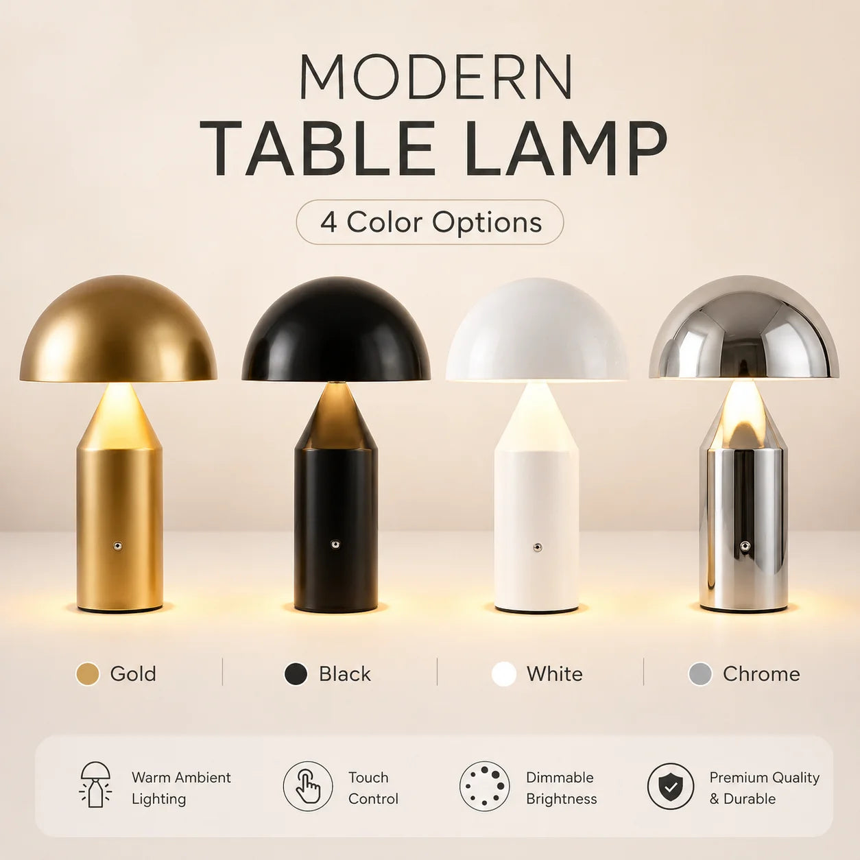 Metal Mushroom Table Lamp Modern Decoration Desk Lamp