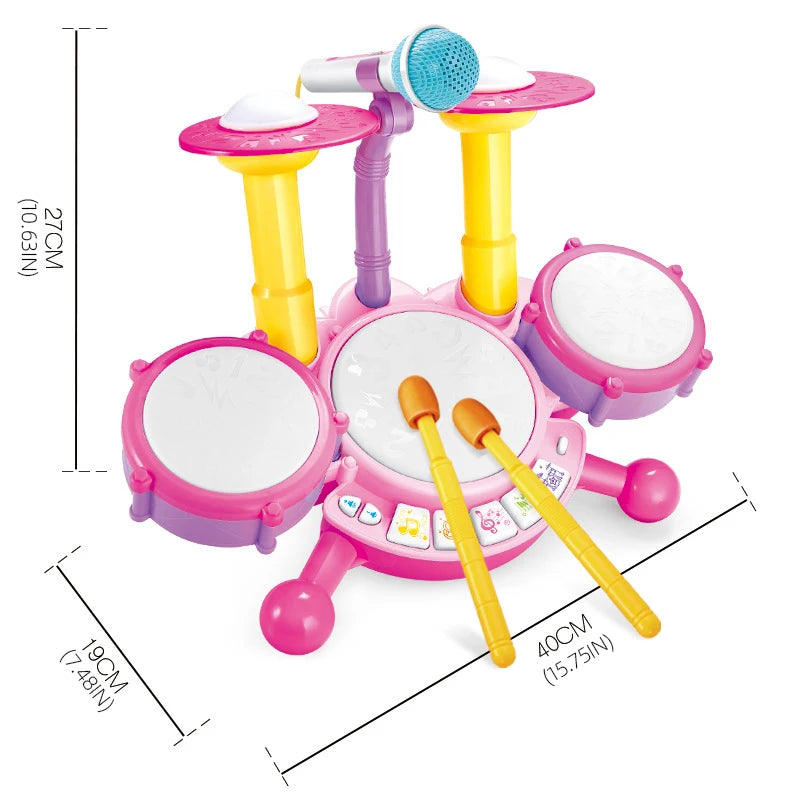 Baby Toys Kids Drum Set Musical with Light Sound Toddlers