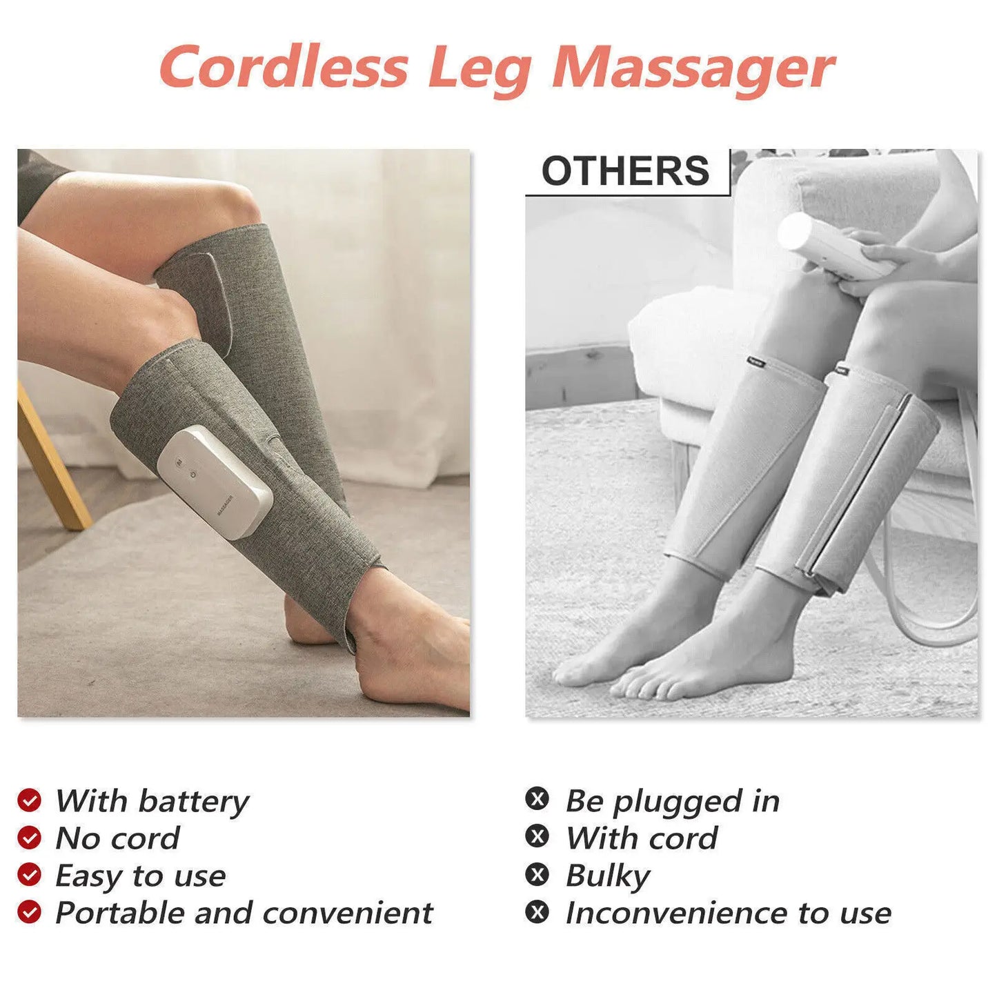 Calf Massager Portable Leg Massager with Compression Heat