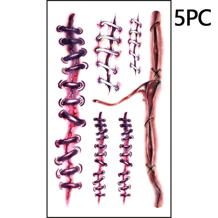Halloween Scar Temporary Tattoo Stickers Red Blood Clot Face
