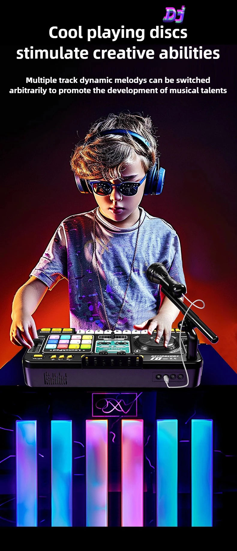 Kids Simulation DJ Mixer Controller Toys Multifunctional