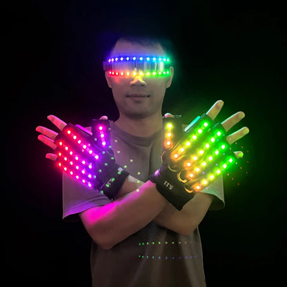 1set Luminous Glowing Glasses and Gloves Remote Control