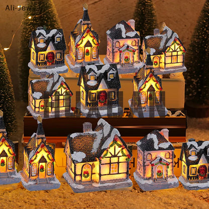 Xmas Gifts Mini LED Christmas Village Houses Decoration