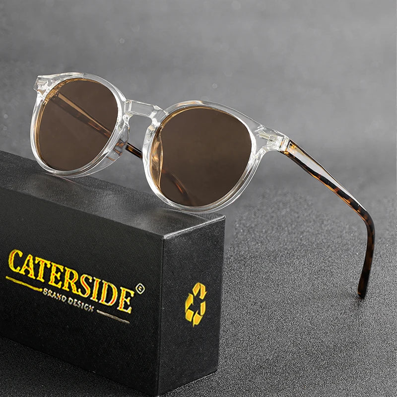 Retro Polarized Round Sunglasses Men TR90 / Acetate Vintage