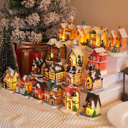 Xmas Gifts Mini LED Christmas Village Houses Decoration
