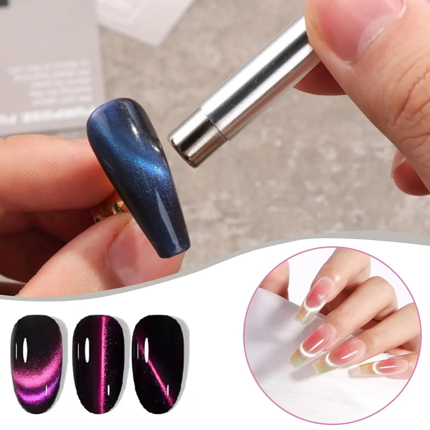 3 In 1 Dual Headed Cat Eye Nail Art Magnetic Stick