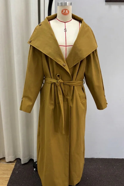 Casual Solid Long Trench Coat Women Stand Collar