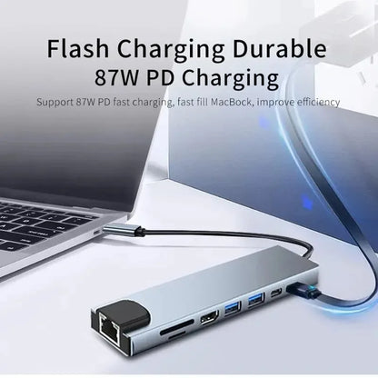 USB C Hub 8In1 7in2 7in1 Type C 3.1 To 4K HDMI Adapter