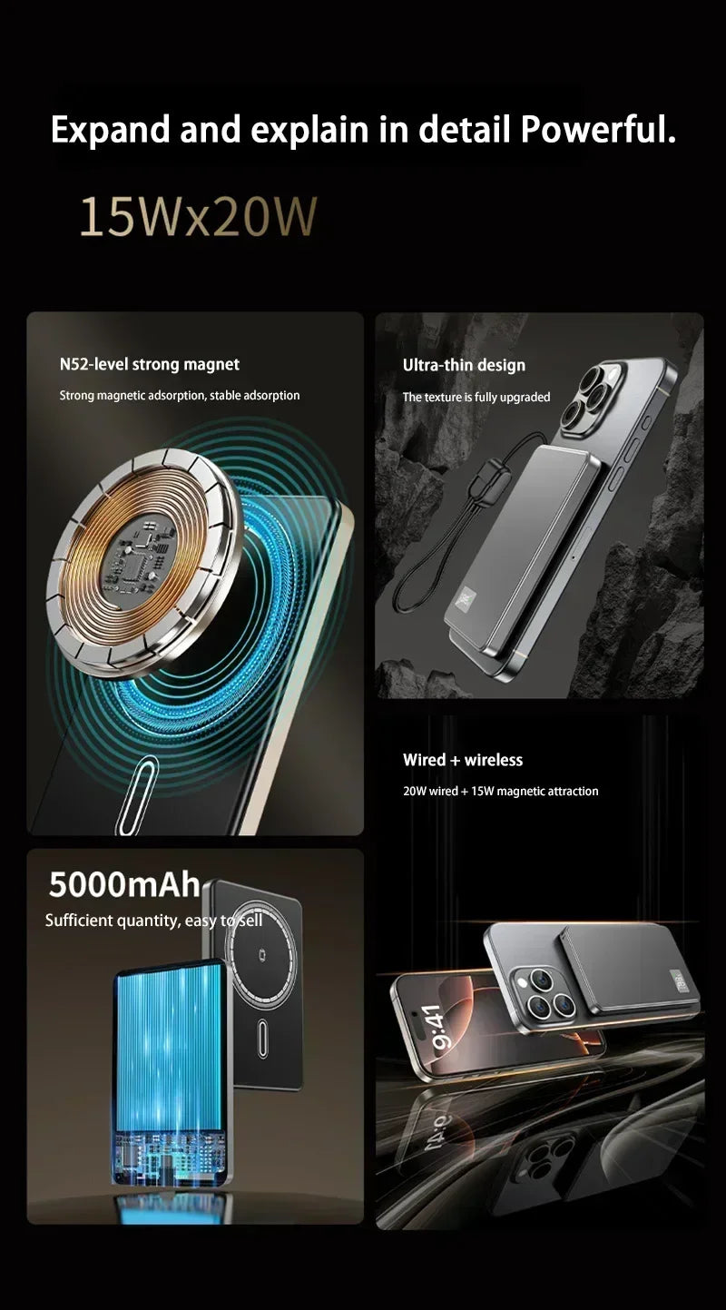 Wireless Magnetic 500000mAh Power Bank Fast Charging