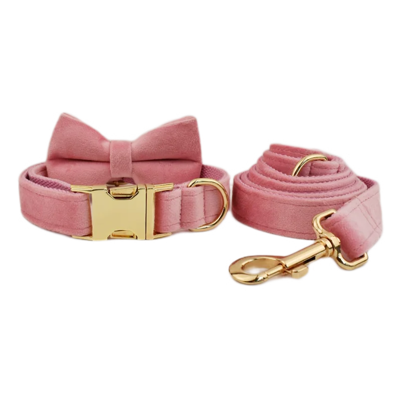 Velvet Collar Free Engrave Dog Collar Leash Dog Collars