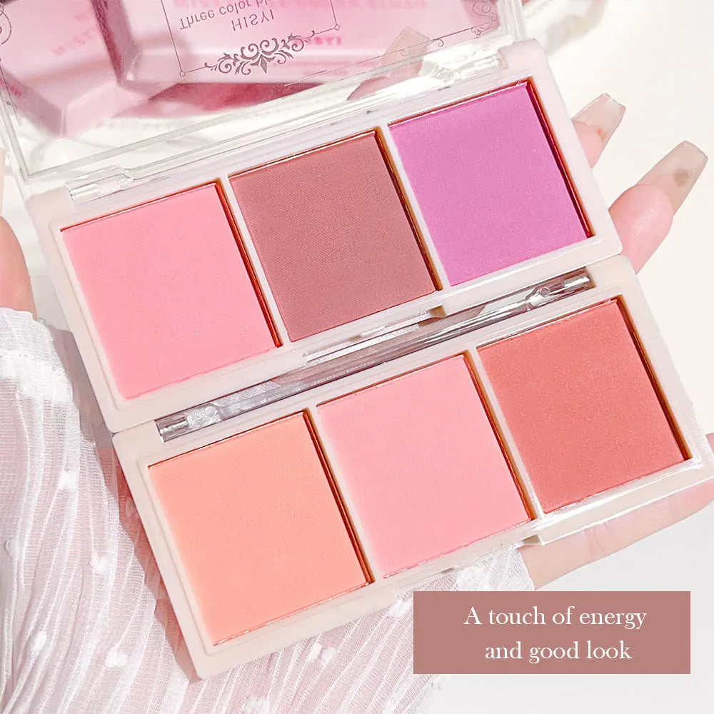 Three color blush tray rouge makeup