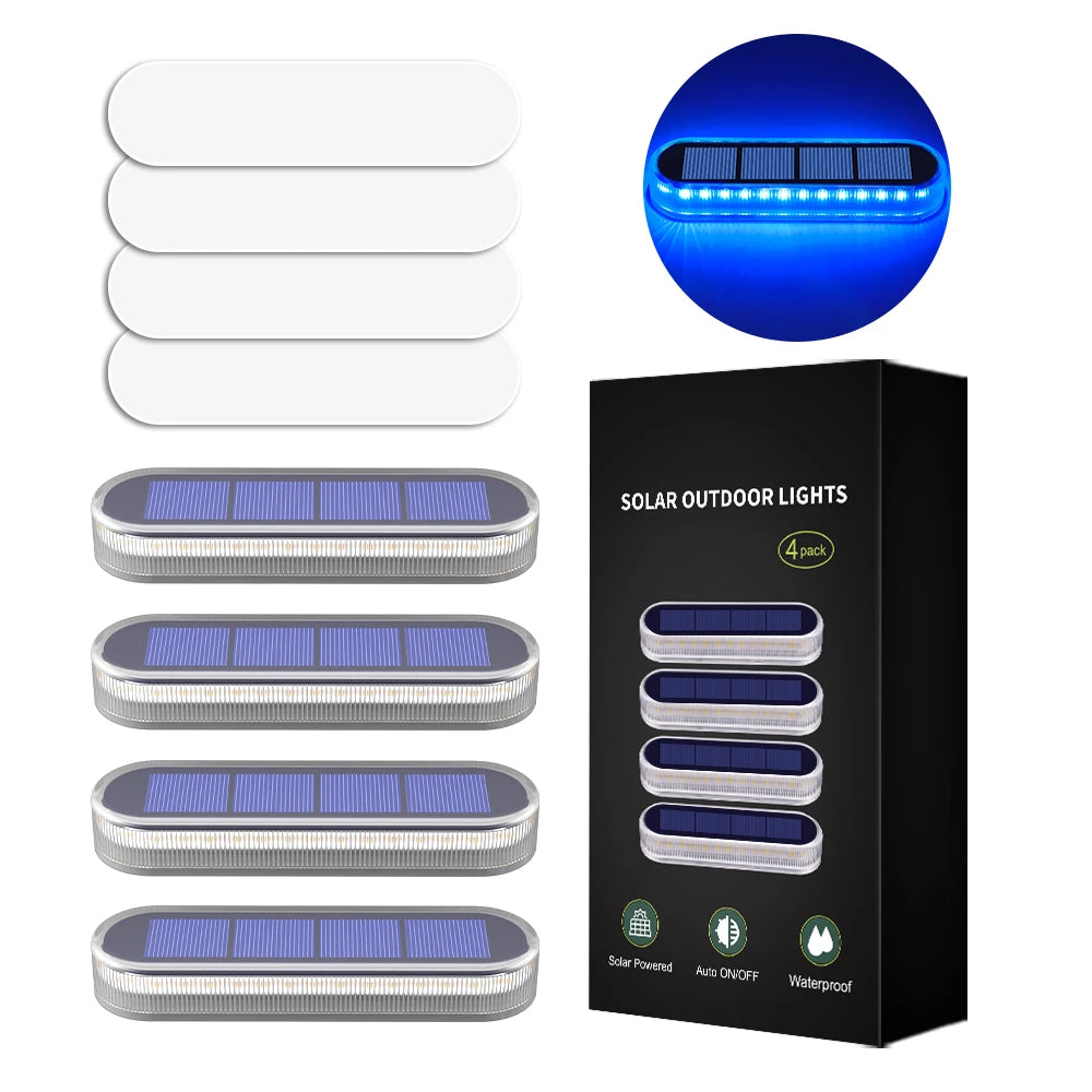 4 Pack Solar Deck Lights Outdoor Step Lights IP68 Solar