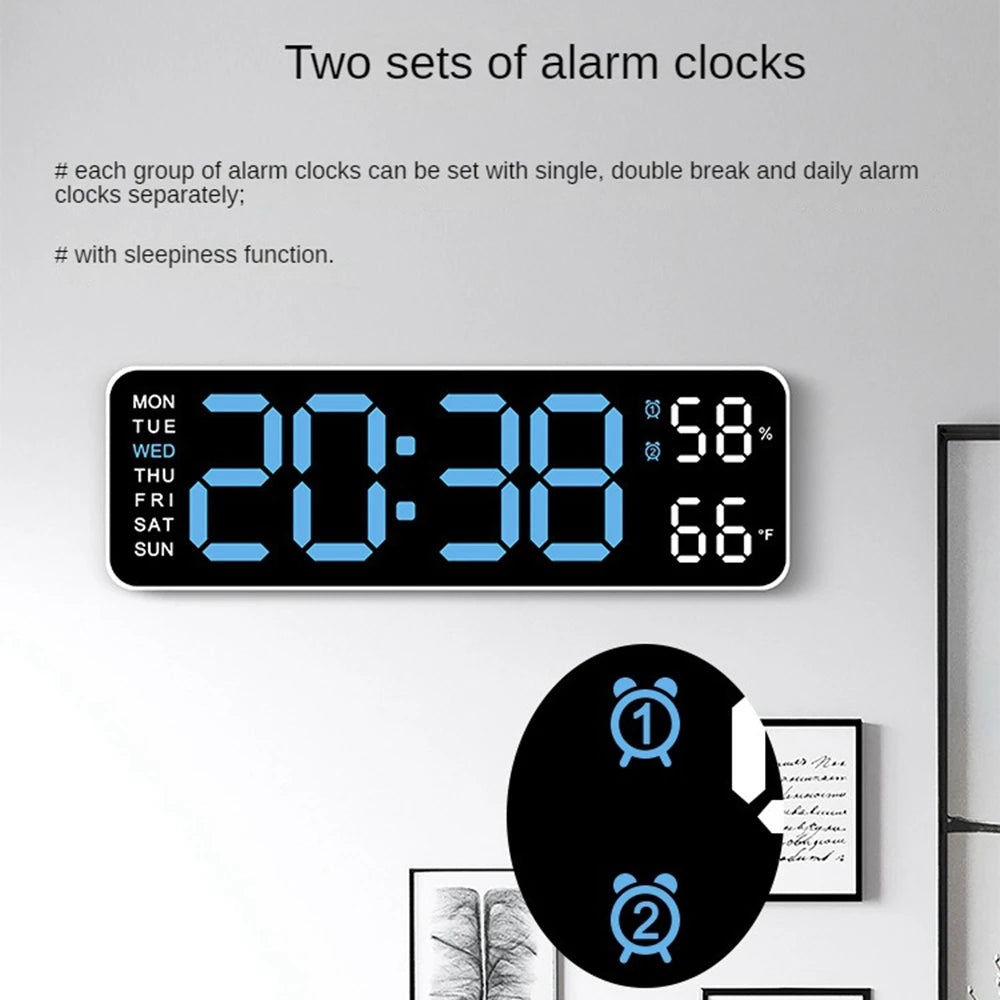 Large Digital Wall Clock Temperature and Humidity