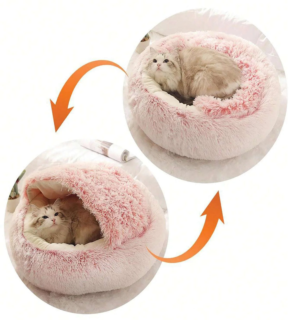 Soft Plush Pet Bed with Cover Round Cat Bed Mattress