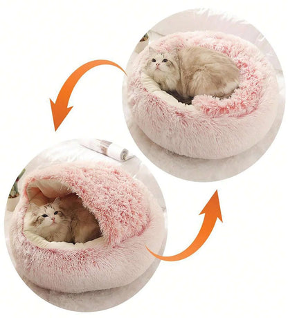 Soft Plush Pet Bed with Cover Round Cat Bed Mattress