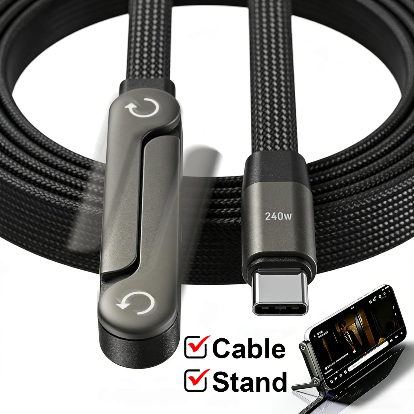 240W Type-C To Type C Cable Elbow Fast Charging Data Cable