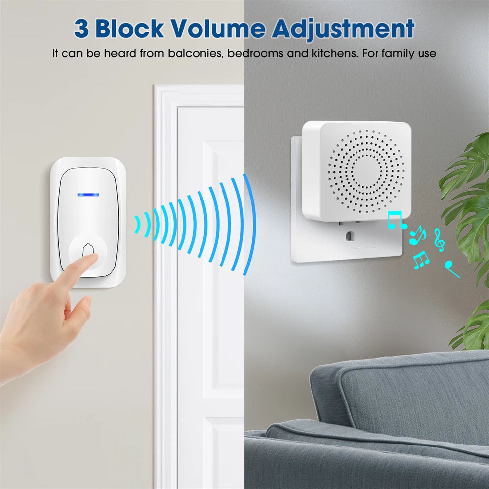 USB Wireless Doorbell Waterproof Welcome Chime Home Door Bell