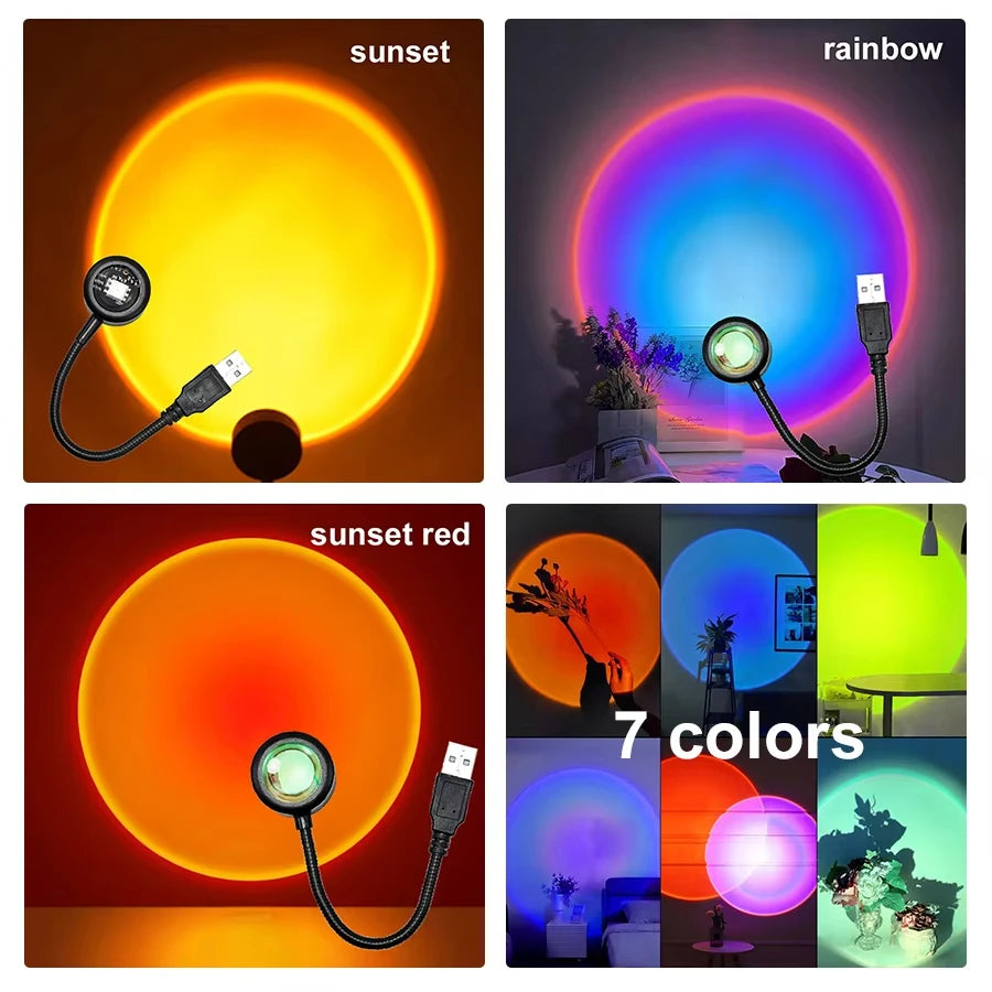 USB Night Light LED Sunset Lamp Projector Photography Wall