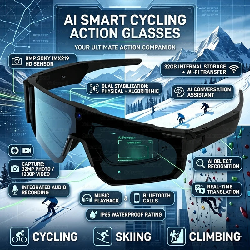 AI Smart Sports Glasses 800W HD Camera Smart Glasses