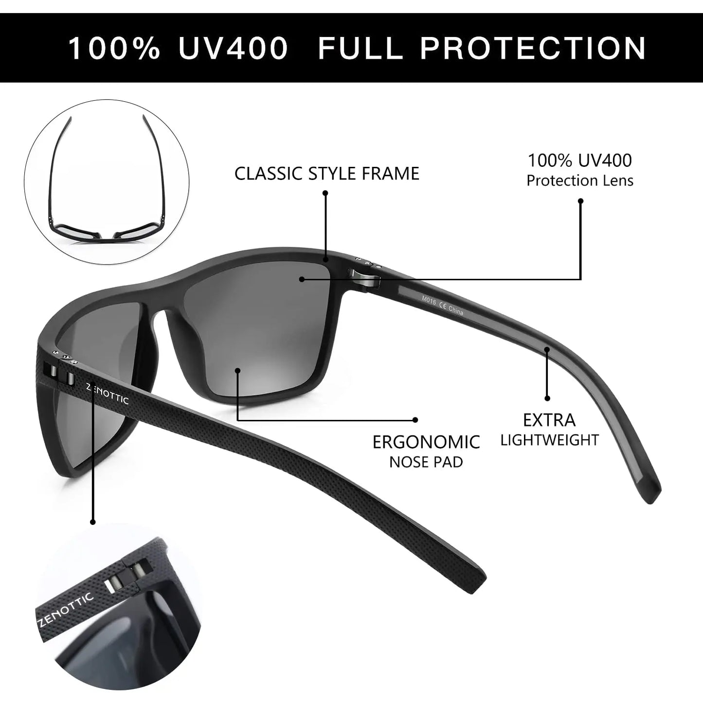 Polarized Sunglasses for Men Shades Lightweight TR90 Frame