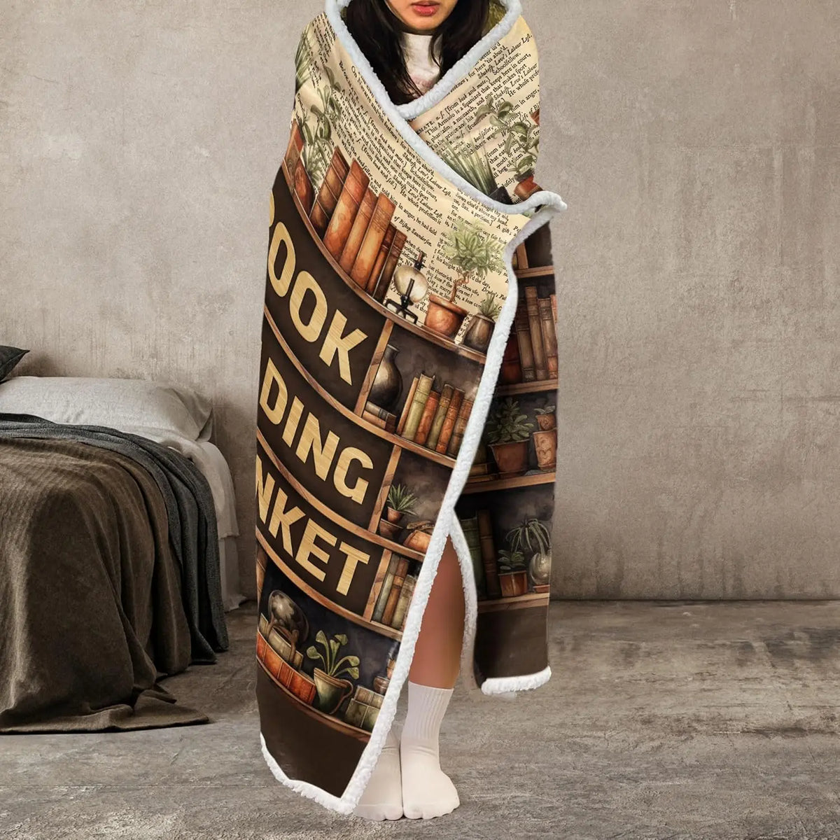 Personalized Wearable Hooded Blanket, Book Lovers Gifts