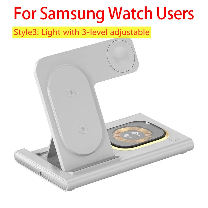 3 in 1 Wireless Charger Stand Pad Foldable Fast Charging