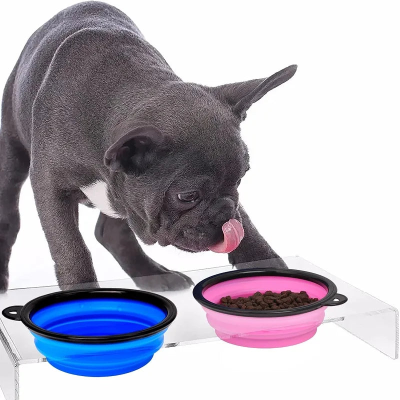 Folding Portable Silicone Dog Feeder Bowl 2 In 1 Pet Dispenser