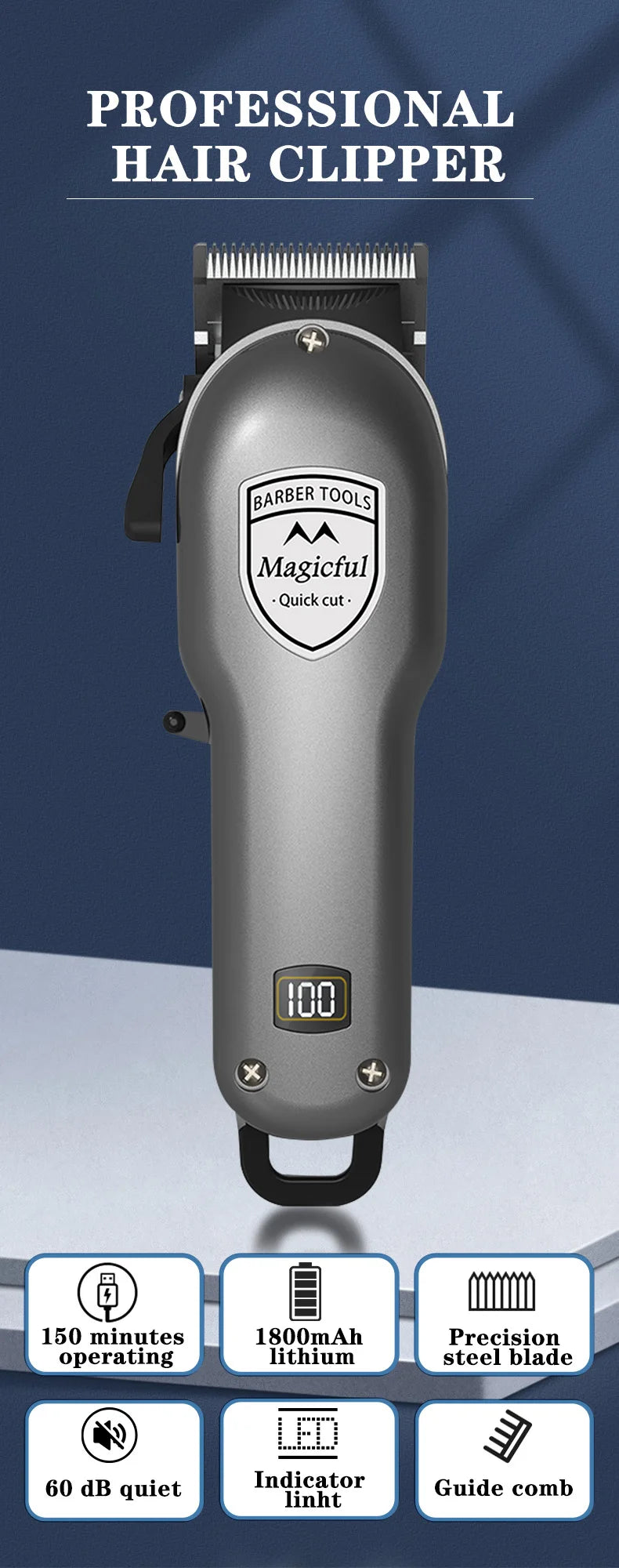 Hair Clipper Hair Trimmer For Men Rechargeable Trimmer
