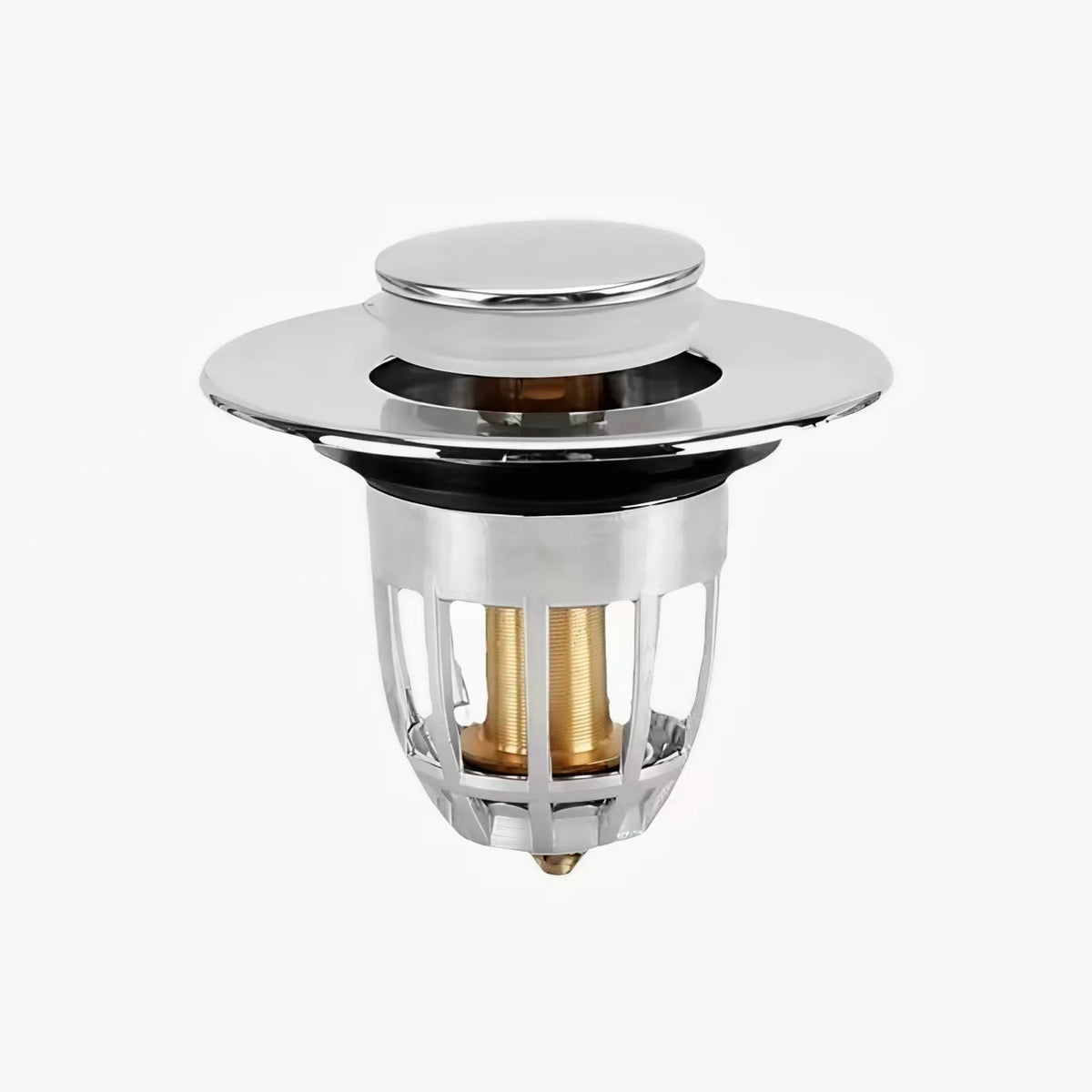 Rebound drain plug filter basin pop-up chrome sink